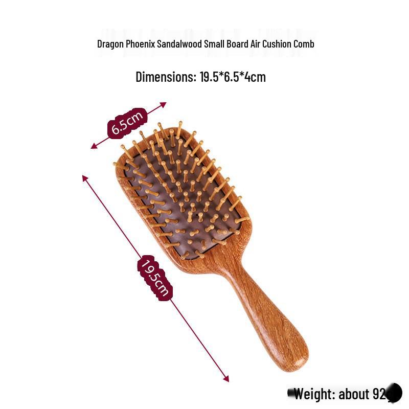  Pettine Massaggiante con Cuscinetto d'Aria in Sandalo Dorato - Pettine Retrò in Legno Massiccio per Capelli Lunghi da Donna