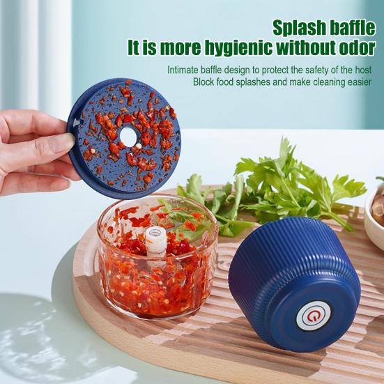 Electric Garlic Chopper Small Meat Grinder Anti-splash Stainless Steel Ground Meat Fruit