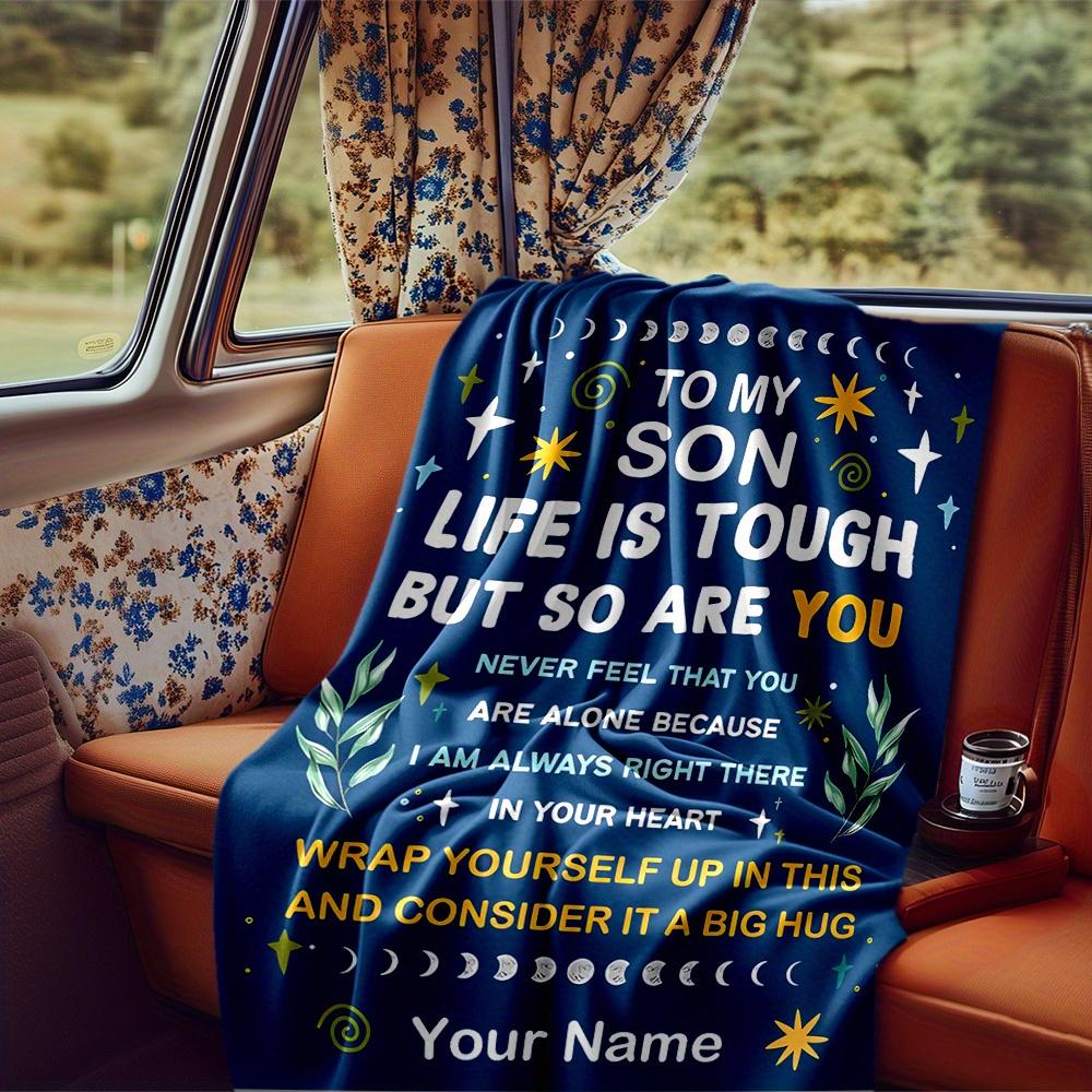 Son Life Is Tough But So Are You Blanket Personalized Name Soft Comfortable Stylish Blanket Car Blanket Perfect For Travel Camping Outdoor Home