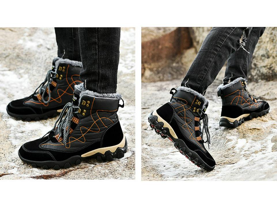 Men's High Top Waterproof Snow Boots with Thick Velvet Lining