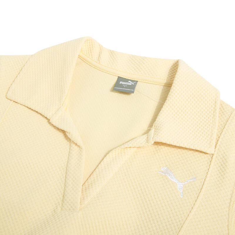 Puma Solid Color Polo Collar Casual Simple Comfortable T-Shirt Dress Women Dress Yellow 676658-42