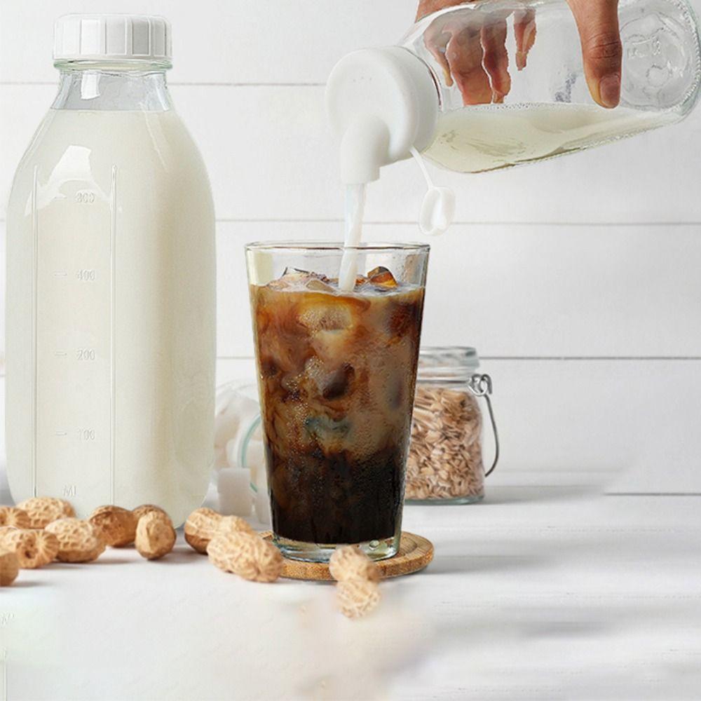 2 Stück durchsichtige Glasmilchflasche 32 oz Glaswasserkanne tragbare Glas-Saftflasche Büro