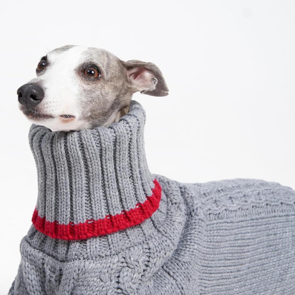 Italian Greyhound Clothes, Warm Sweater for Whippets, Dog Onesie, Two-Legged Turtleneck Warm Sweater for Small Medium Dogs (Small, Grey)