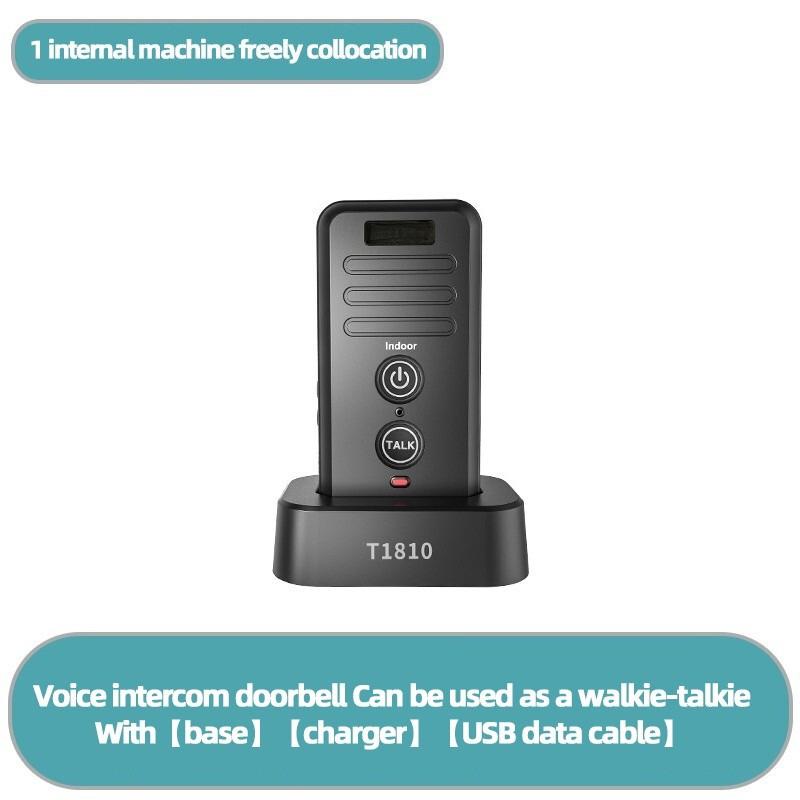 1-2 Mile Range 3 Volume Levels Rechargeable Voice Intercom Doorbell Wireless Doorbells Waterproof Electronic Intercom System