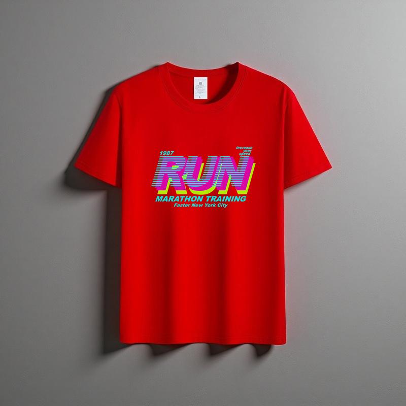 Sommer Neues Unisex Vielseitiges Reines Baumwoll-T-Shirt Modisches Lässiges Rundhals-Oberteil Atmungsaktives Locker Sitzendes Bedrucktes Kurzarmhemd