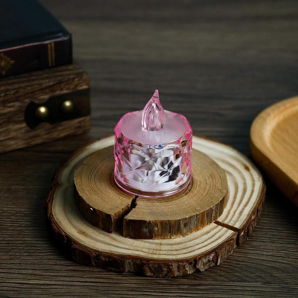 Transparent LED Crystal Tea Light Candles - Set of 24 Smokeless for Christmas or Romantic Nights