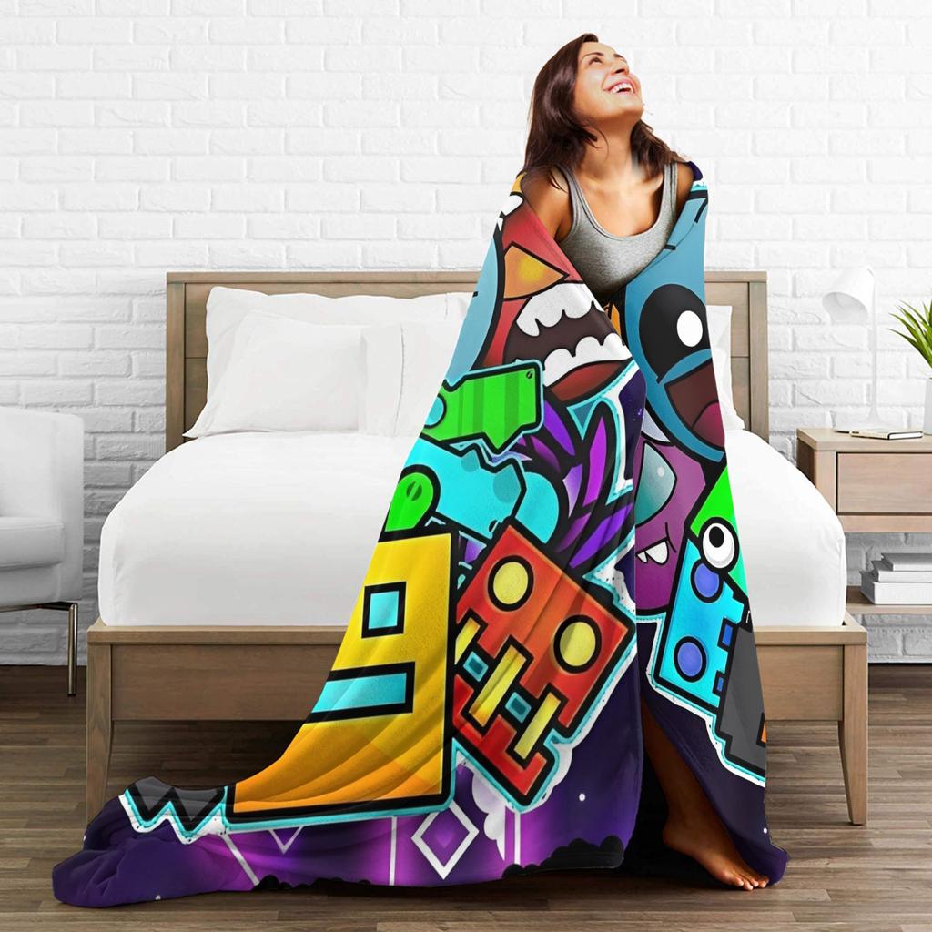 Geometry Gaming Dashed Flannel Blanket  Soft Warm Throw Blanket for Living Room Travel Office Novelty Bedspread Sofa Bed Cover