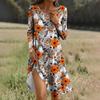 Long  Sleeve Dress For Women Casual Loose Fit Print Dress With Pockets