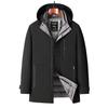 Men's Three-in-One Goose Down Mid-Length Jacket with Detachable Liner - Warm Casual Coat for Middle-Aged and Elderly Dads