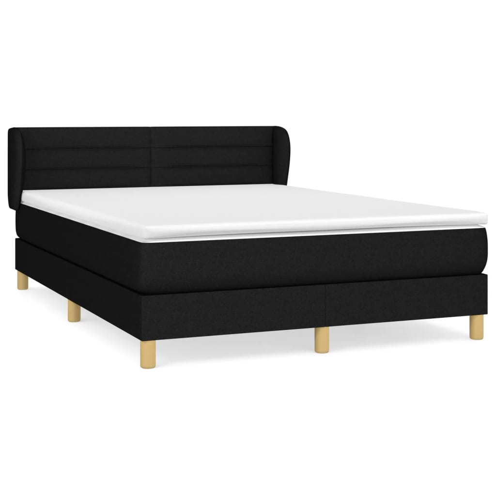 Vidaxl Letto Continentale Con Materasso, Nero, Tessuto 140X200 Cm