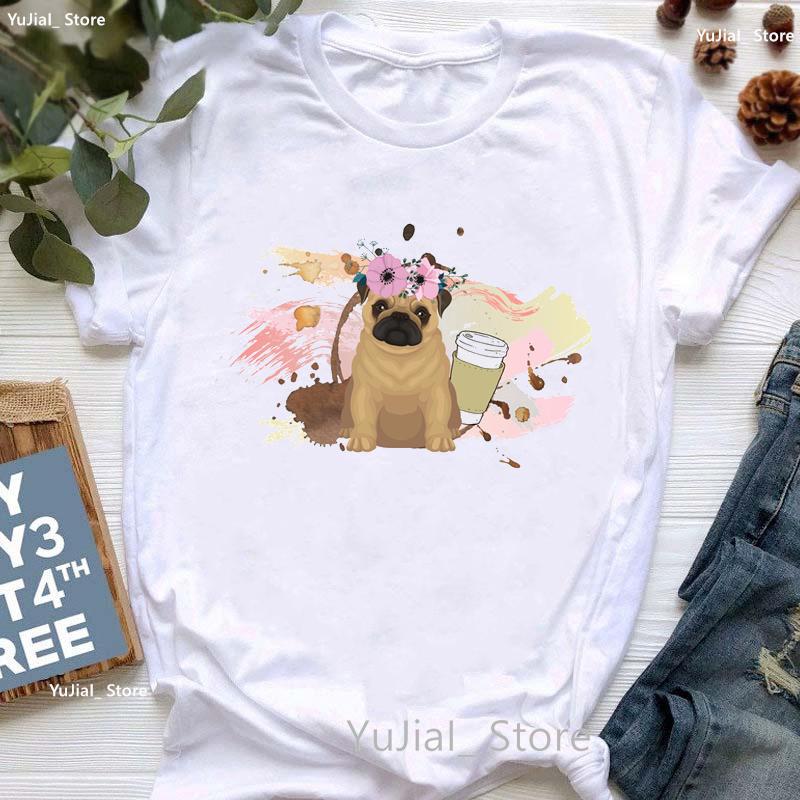 Kawaii Alpaca With Flowers And Coffee Print T Shirt Girls Summer Short Sleeve Tshirt Femme Fashion Tops Tee Shirt Female