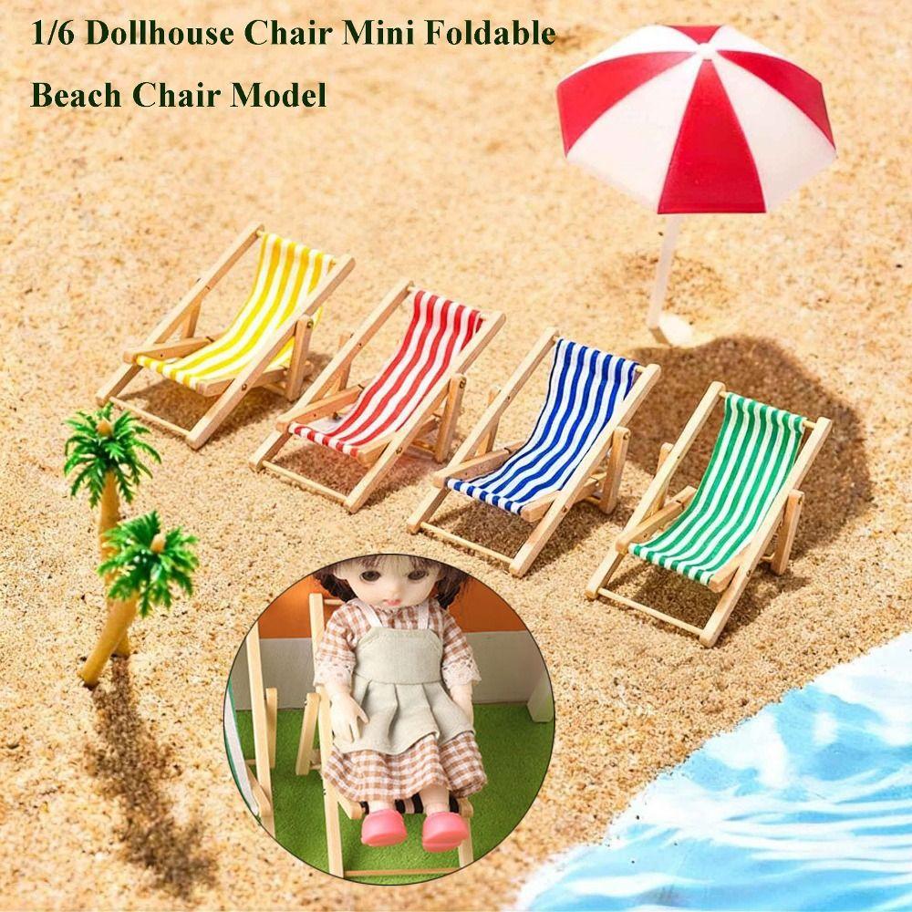 Wooden 1/6 Dollhouse Chair Multicolors Outdoor Casual Reclining Chair For 10cm Cotton Doll