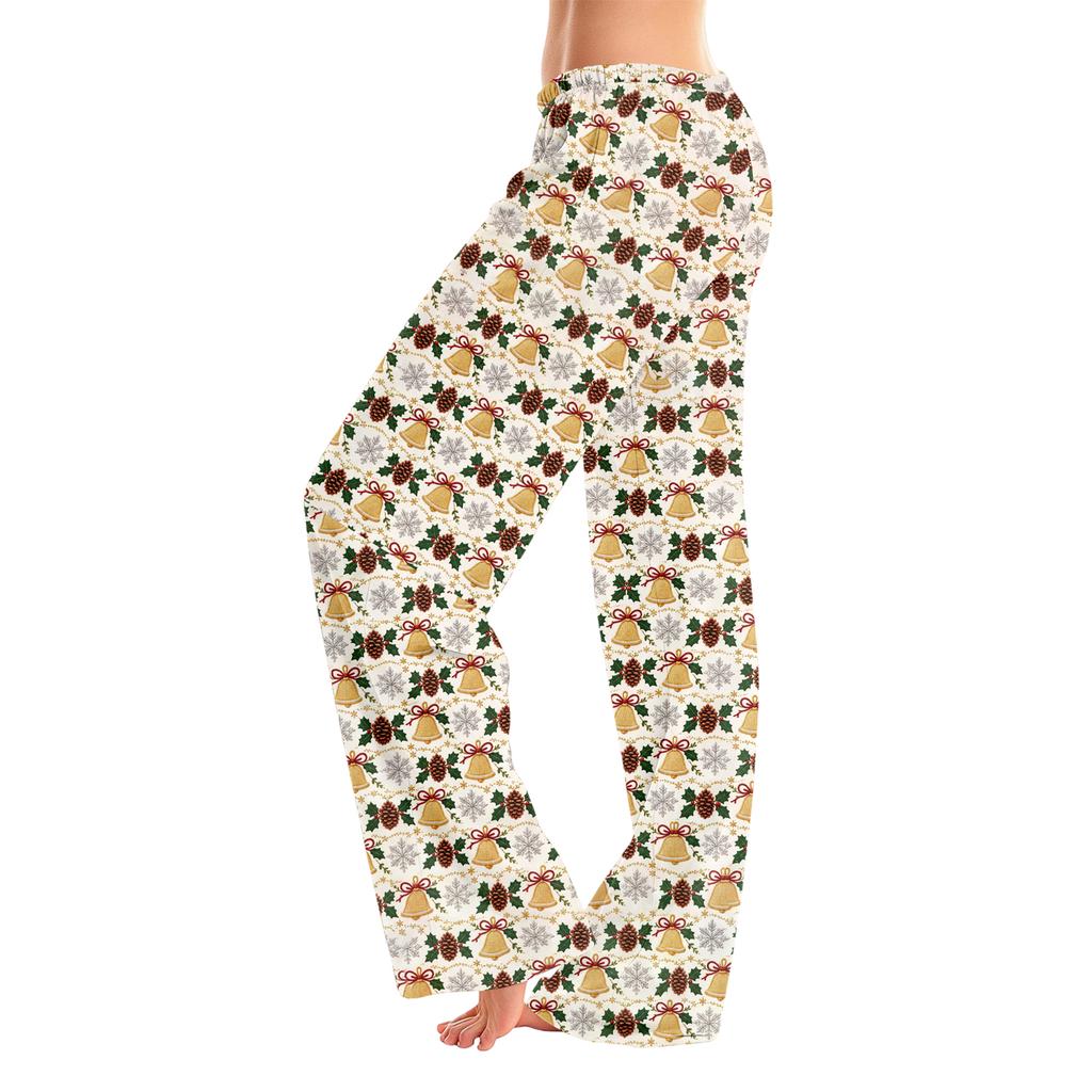 Women's Christmas Print Pajama Pants Casual Sleep Bottoms Without Holiday Home Wear
