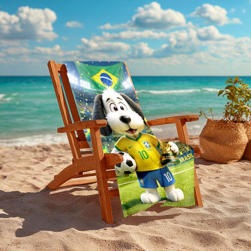 1pc Brazilian Soccer Mascot Trophy Cartoon Quick Dry Microfiber Bath Towel for Swimming Surfing Camping Unisex Holiday. SJT720127