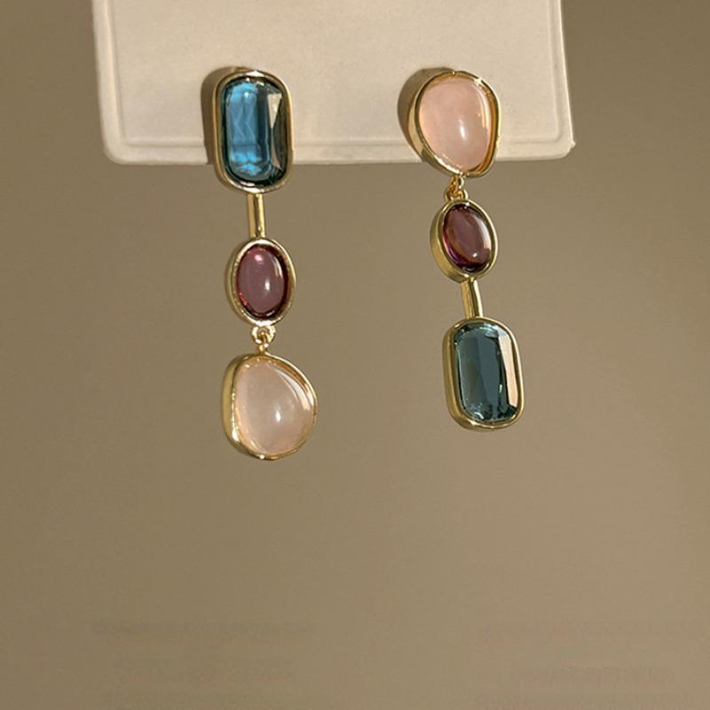 Асимметричные разноцветные смоляные серьги для женщин Ретро Контрастные Геометрические висячие серьги Корейские украшения Высокое качество Оптом