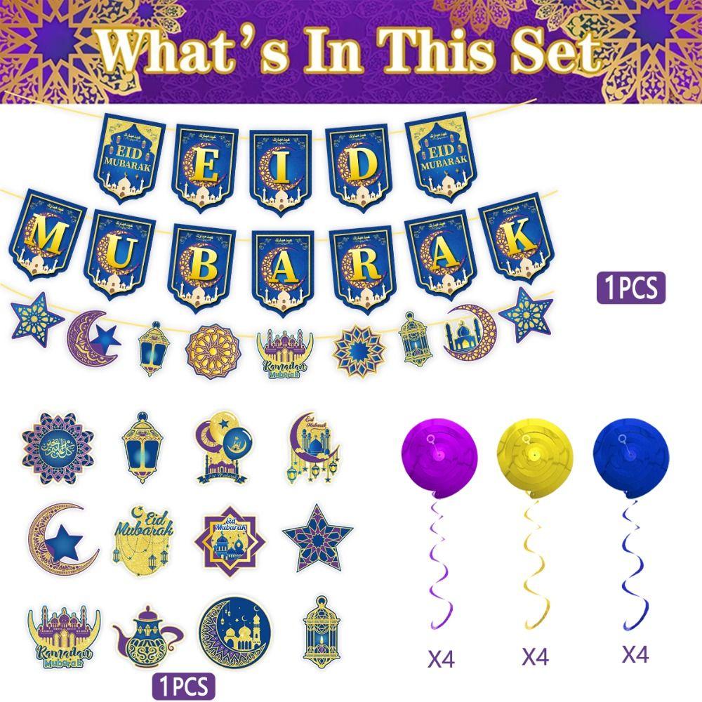 קישוט תלייה לעיד מובארכ מוסלמי אסלאמי ירח וכוכבים לרמדאן 2026