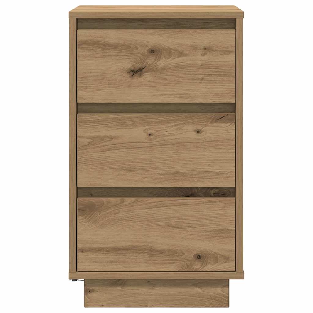 Nightstand with LED Lights Artisan Oak Finish 38 x 34 x 65 cm