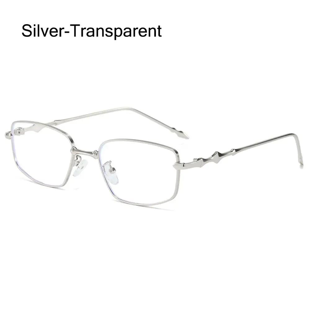 New Fashion Eyeglasses Frames for Women Men Silver Rectangle Glasses Anti Blue Light Small Square Sunglasses with Metal Frame