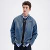NVG·YOUNG Men's Stand-Collar Washed Denim Jacket