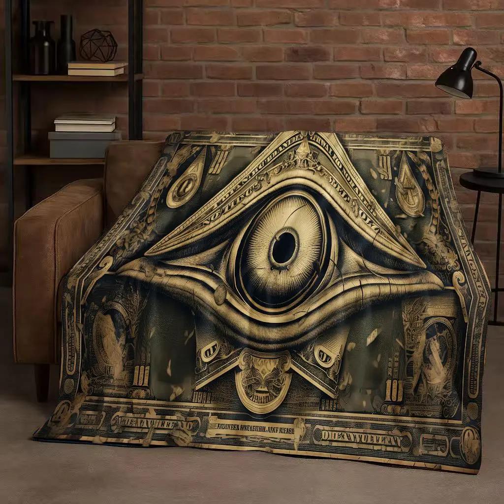 3D Freemasonry All Seeing Eye Symbol Evil Eye Flannel Blanket,Ultra Soft Warm Plush Throw for Home Bedroom Bed Sofa Cover Kids