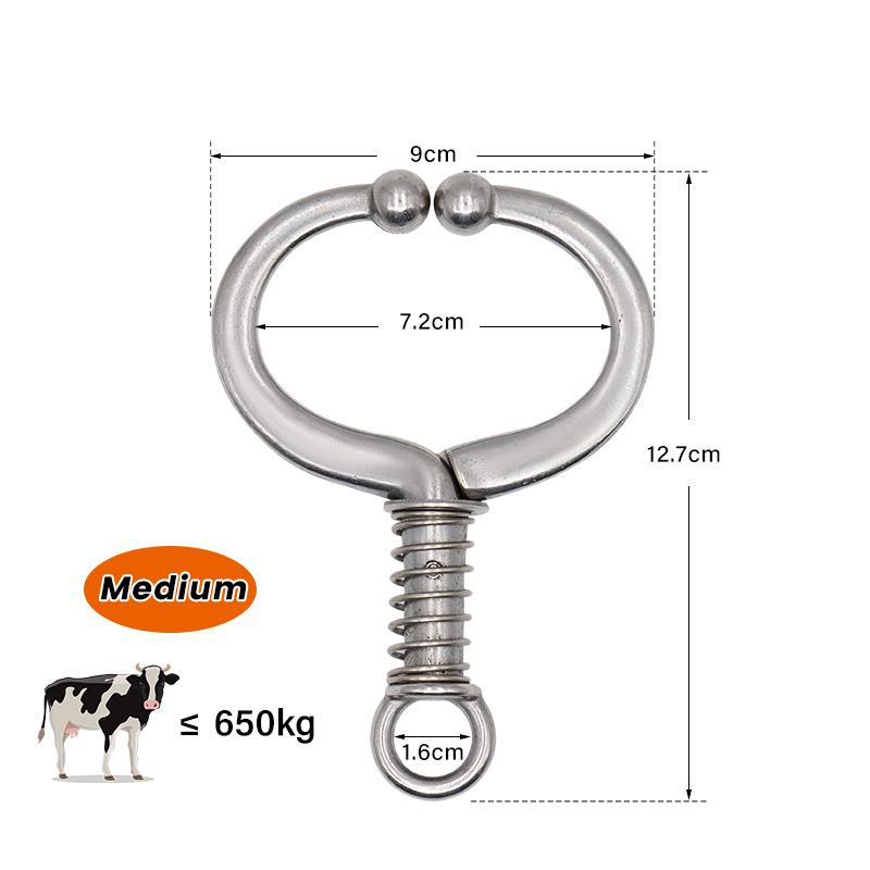 1Pc Livestock Cattle Nose Rings Stainless Steel Cattle Nose Clamp Bull Cow Spring Nose Farm Animal Supplies Cattle Nose Rings