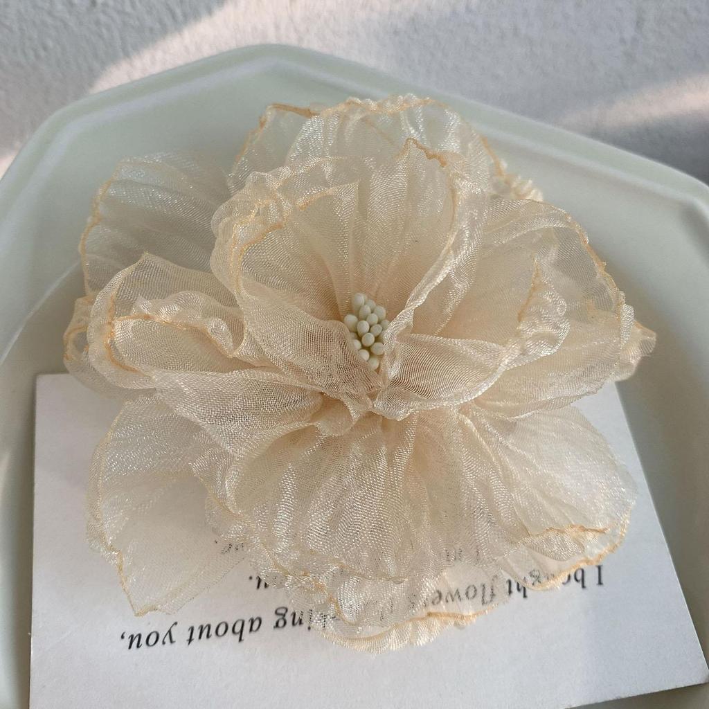 Mesh Flower Hair Clip Super Fairy Bang Clip Sweet Women Headdress Hairpin Girls Hawaii Beach Vacation Hair Accessories