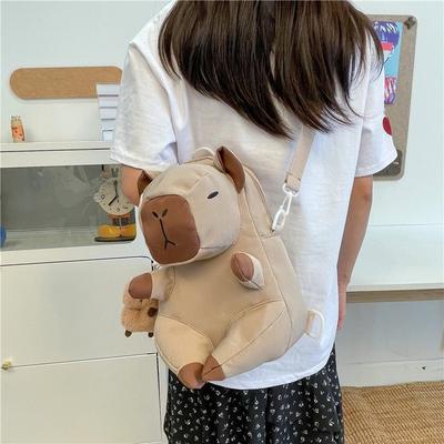 Schoolbag Capibara Capybara Canvas Backpack Cute Funny Cartoon Doll Doll Backpack 1011 New Crossbody Bag