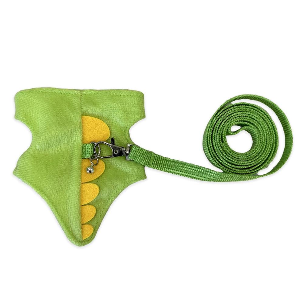 

Colorful Vest Type Adjustable Ferret Lead Rope Dinosaur Shape with Bell Pet Walking Rope for Mice Reptiles зелёный