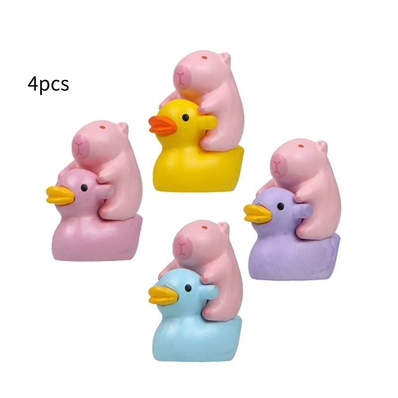 

Capybara Duck Pvc Cartoon Figures Mini Garden Statues For Home Office Decor Style C