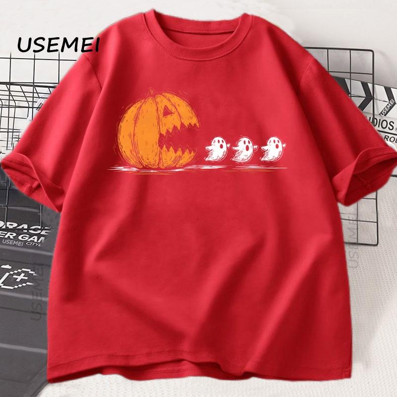Funny Halloween TShirt Women Unisex Pumpkin Eating Ghosts T Shirt Funny Ghost Boo Tshirt Fall Spooky Season Graphic Tee Clothes S