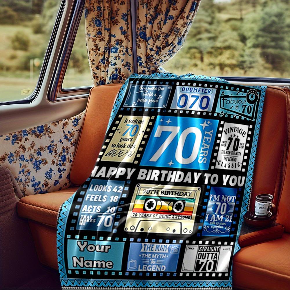 70Th Birthday Blanket Personalized Name Soft Comfortable Stylish Blanket Car Blanket Perfect For Travel Camping Outdoor Home Suitable For All Seasons