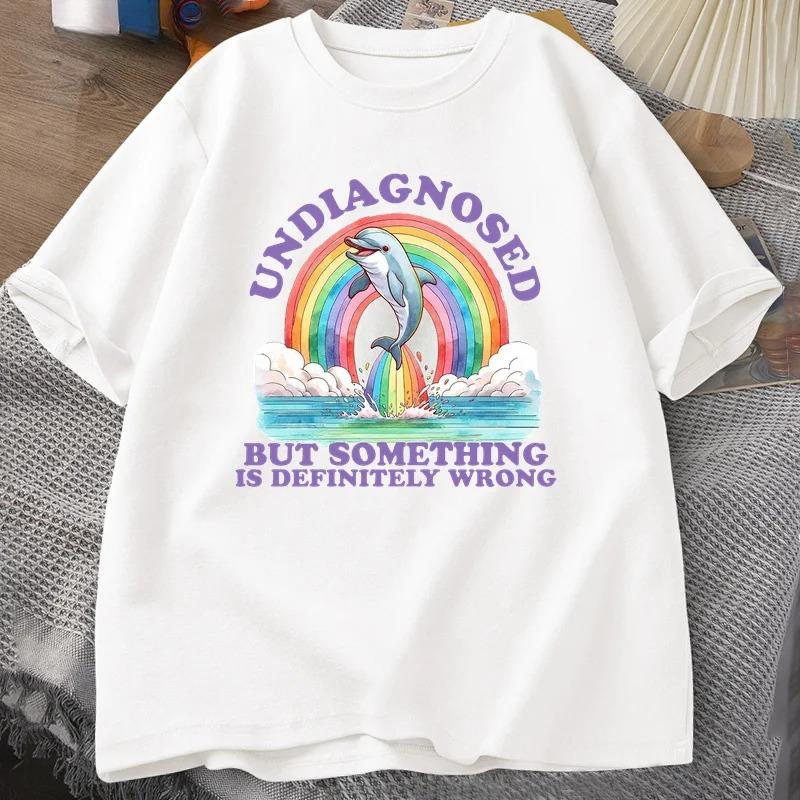 

Undiagnosed But Something Is Definitely Wrong T-Shirt Vintage Women Clothes Summer Short Sleeve T Shirt Loose Tops 4XL