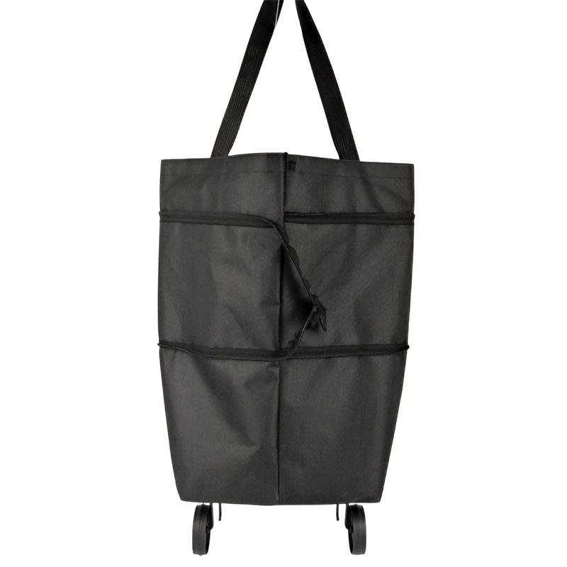Portable Foldable Shopping Bag With Wheels Trolley Large Reusable Cloth Handbag Tote Bags Supermarket Home Grocery Pull Cart Bag