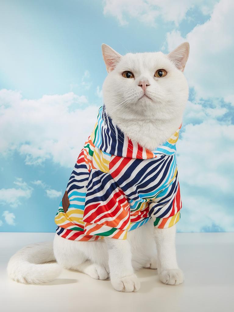 Dog Hoodies Puppy Clothes with Zebra-stripe Printed Sweatshirts for Small Medium Dog Cat Soft and Comfort Shirts Dog Pajamas Out