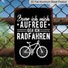 2D Flat 1pc Rustic Metal Wall Art Featuring Bicycle Design with An Inspiring German Cycling Quote - A Durable Aluminium Sign for Mountain Bike