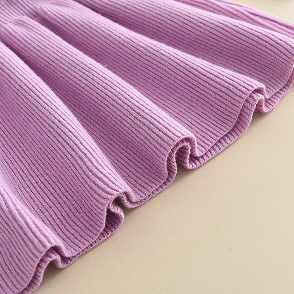 Girls Sweater Dress Winter New Korean Style Fashionable Solid Color Little Girl Knitted Long Sleeve Princess Dress