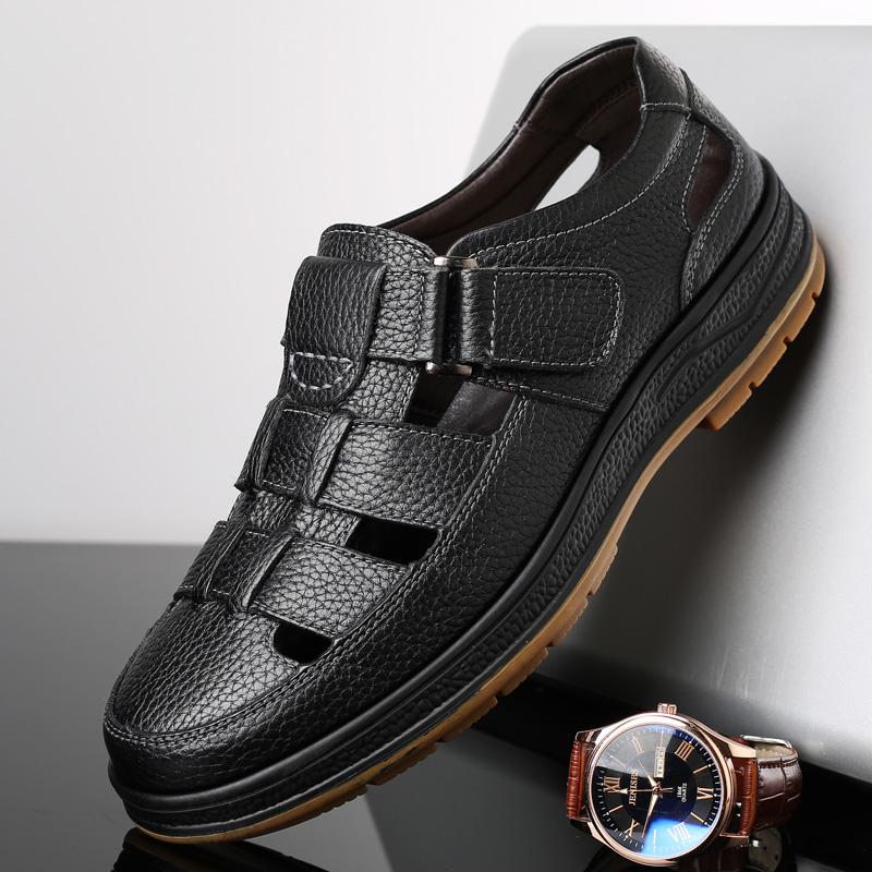 Neue Sommer-Oberleder-Rindleder- und Rindleder-Sohle Übergröße Lässige Sandalen Modische Herren-Leder-Freizeitschuhe