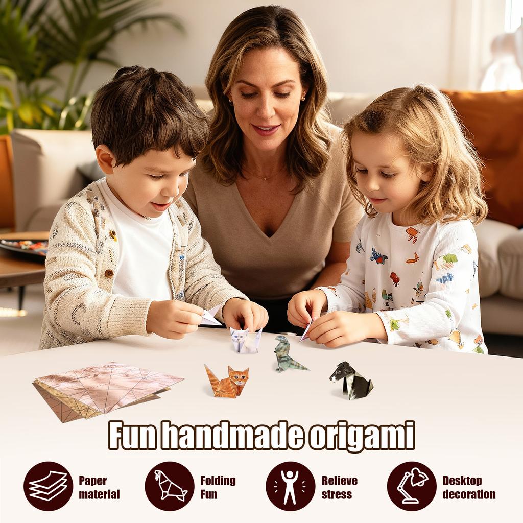 4/6 Pcs DIY Paper Animal Origami Kit 200/300 Sheets Creative Cats Dogs Origami Cute 3D Animal Folding Paper Set for Kids Adults