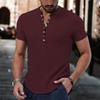 Popular Men's Linen Casual Shirt Plain V-neck Summer Casual Clothing