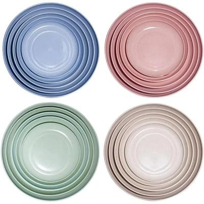 Wheat Straw Dinner Plates 4pcs Set Tableware Food Plate  Saucer Dinnerware Dishes Set BPA Free (6 Inch)