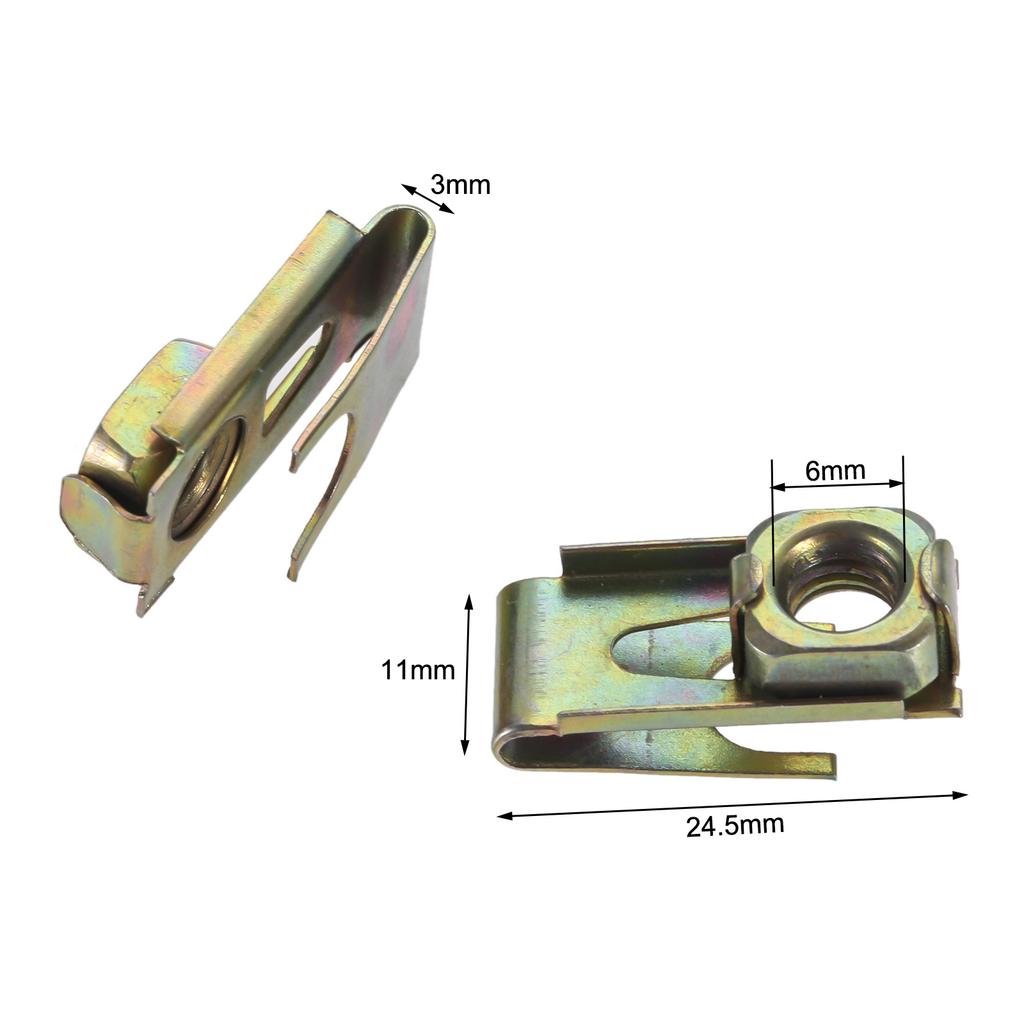 10Pcs Automotive Car License Plate Fasteners 6mm or 8mm Screw Rivet Fixed Retaining Clips Metal M6 Nut U-Type Gasket