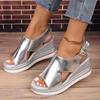 Summer Plus Size Sandals Women's New Open Toe Wedge Heel Thick Soled Sandals Fashionable European and American Beach Sandals