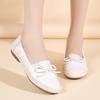 Women's White Leather Driving Moccasins Grey Flats Casual Slip On Plus Size Walking Summer Maternity Shoes