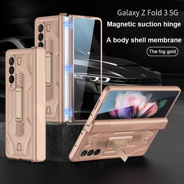 Scharnierhalterung Fall magnetische Rüstung Abdeckung für Samsung Galaxy Z Fold 3 5g Fall eingebauter Bildschirm Kamera Schutz stoßfest Fundas