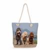 Multifunctional Dog Printed Thick Rope Shoulder Beach Bag Casual Large Capacity Handbag 7620