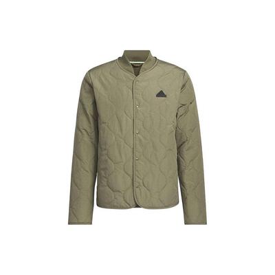 Three-Stripe Logo Warm Windproof Sports Casual Cotton Jacket Men Outerwear Olive-Green JE8570