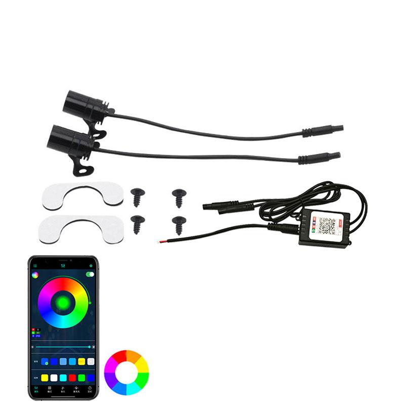 

Мотоциклетные проекционные огни Крылья ангела с изменяемым RGB цветом, управлением через приложение, светодиодные проекторы с обеих сторон, подсветка днища для комплекта переоборудования, 12 В