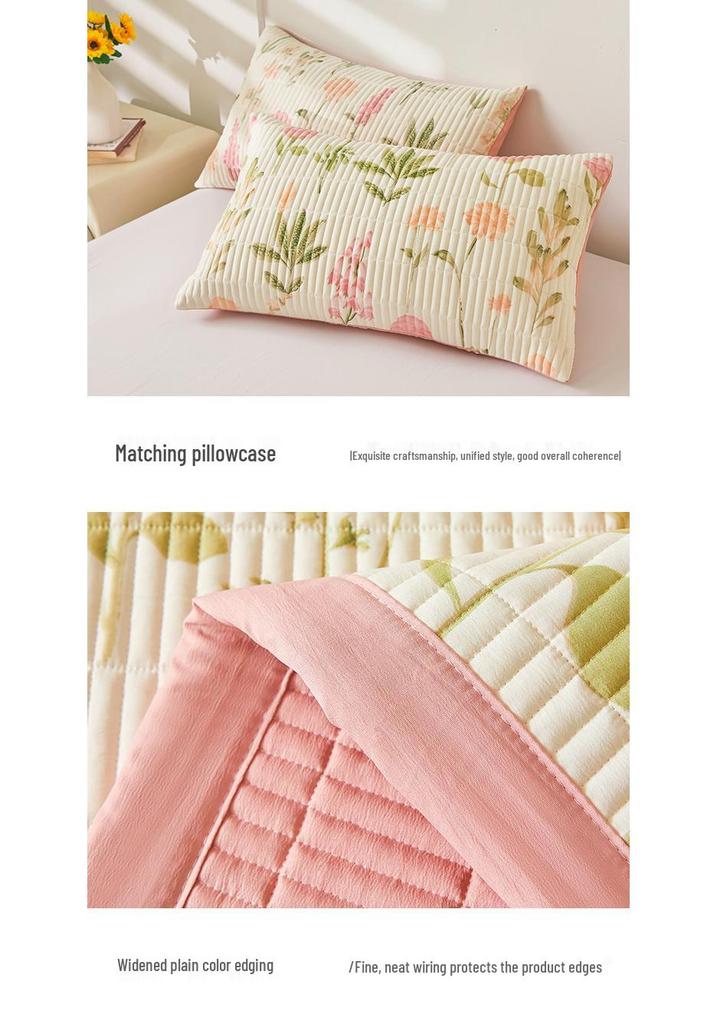 Class A Washable Cotton Linen Bedspread & Skirt Set - Quilted, Thickened, Machine Washable, 3-Piece