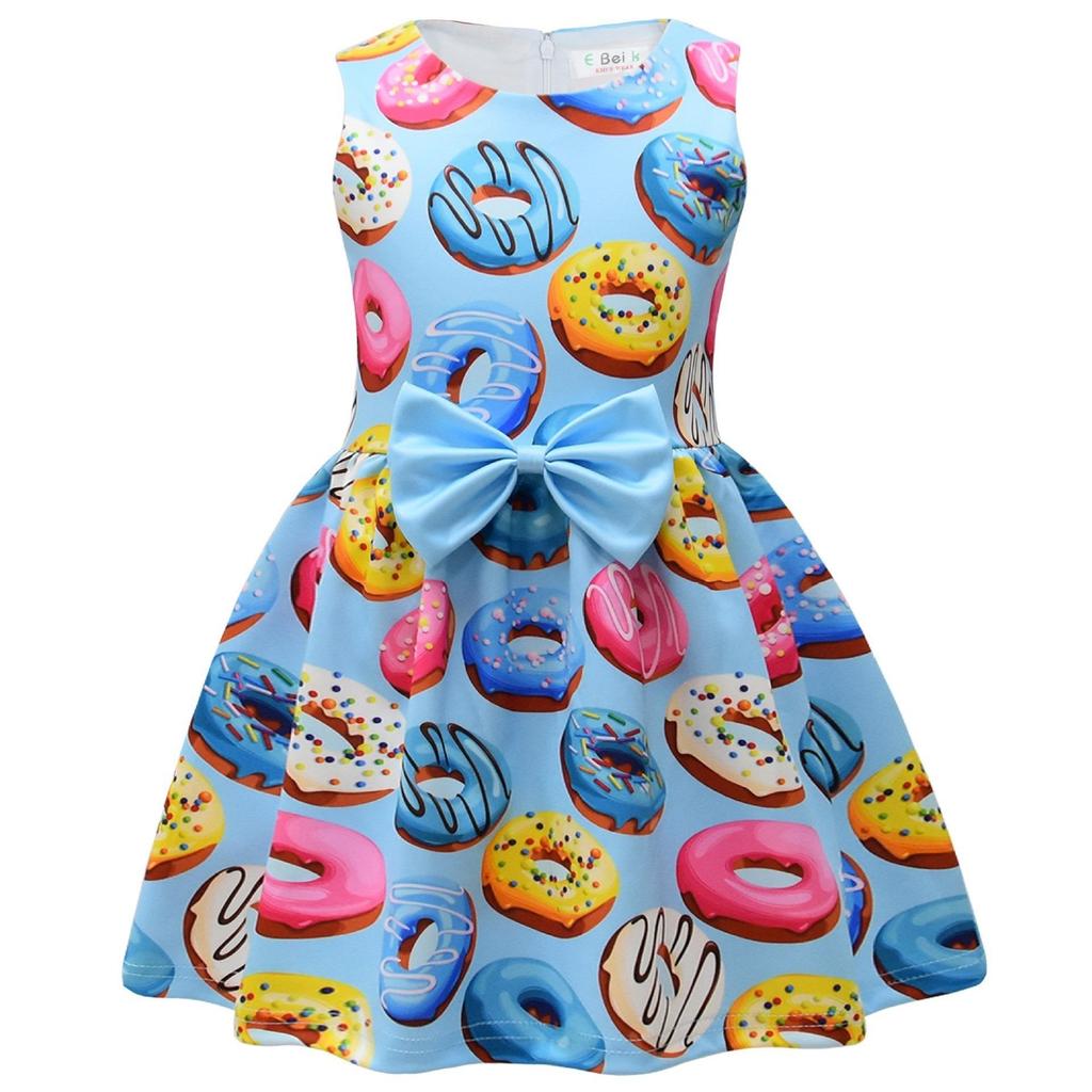 European And American Christmas Halloween Cute Princess Dress Bow 3D Digital Printing Girls Dress