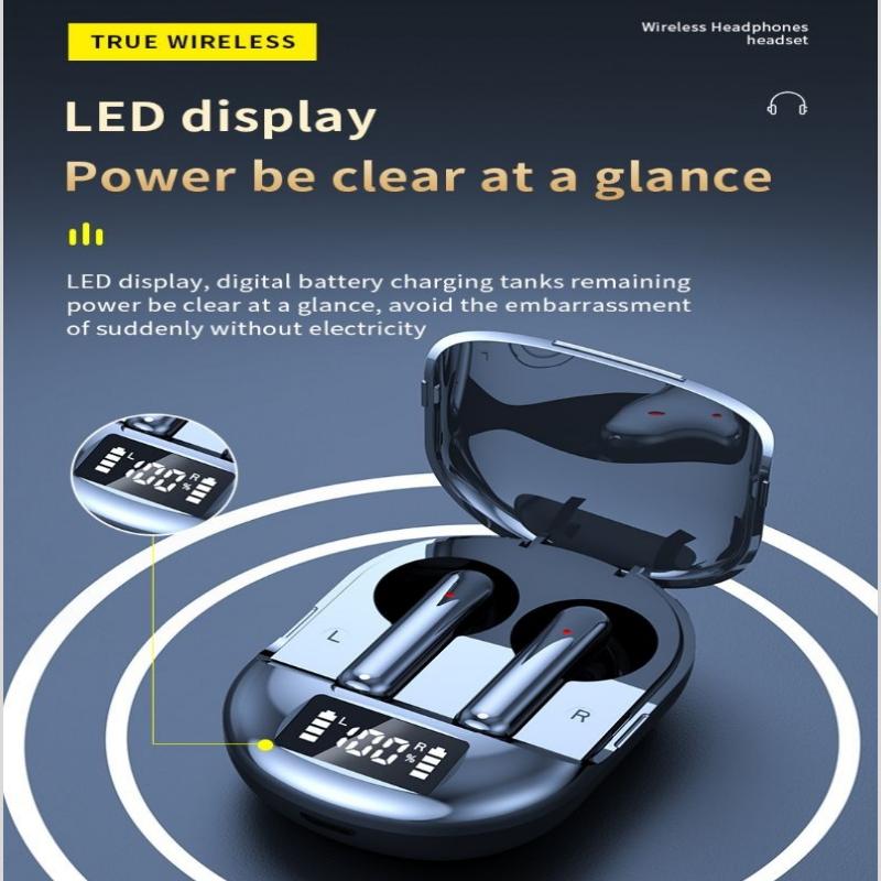 K40 TWS Bluetooth-Kopfhörer mit Digitalanzeige, Headset mit Geräuschunterdrückung und Mikrofon, Hi-Fi-Stereo-Sound-Kopfhörer